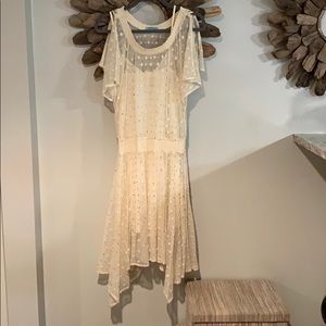 Cream & gold sequin lace dress